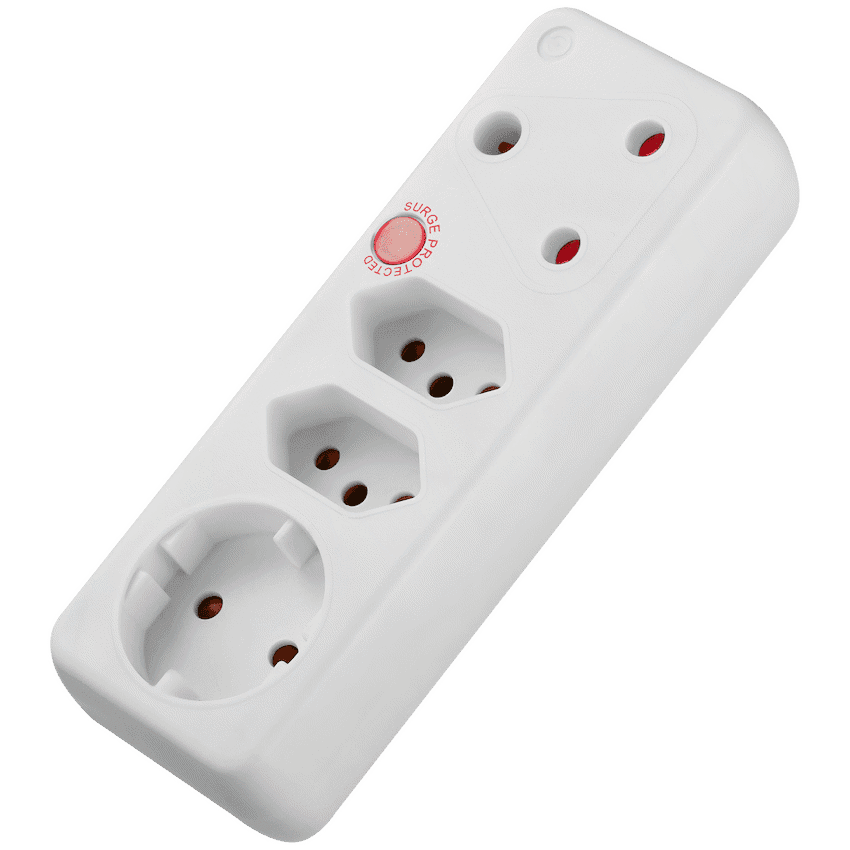 Ellies 4-Way Medium Surge Adaptor with Schuko - White 2