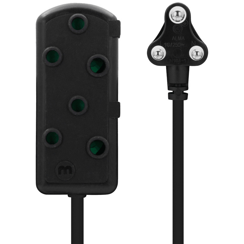 Ellies Side-by-Side Light-Duty Extension Lead - 3m - Black 5