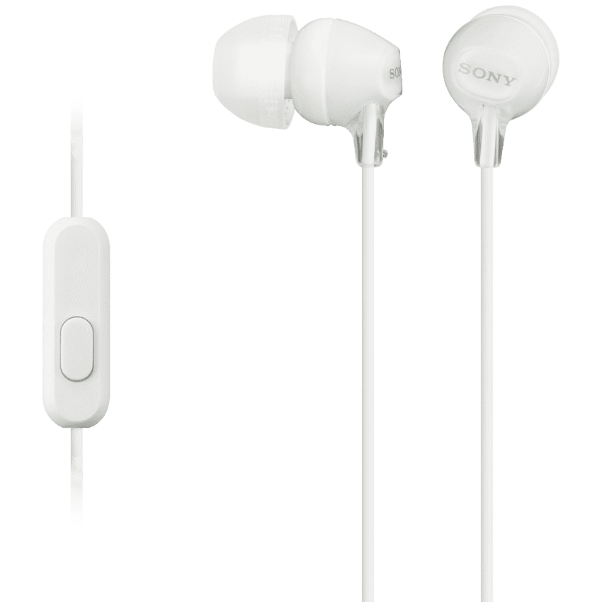 Sony MDR-EX15AP (White) InEar Earphone with Mic for iPhone - Android - Blackberry