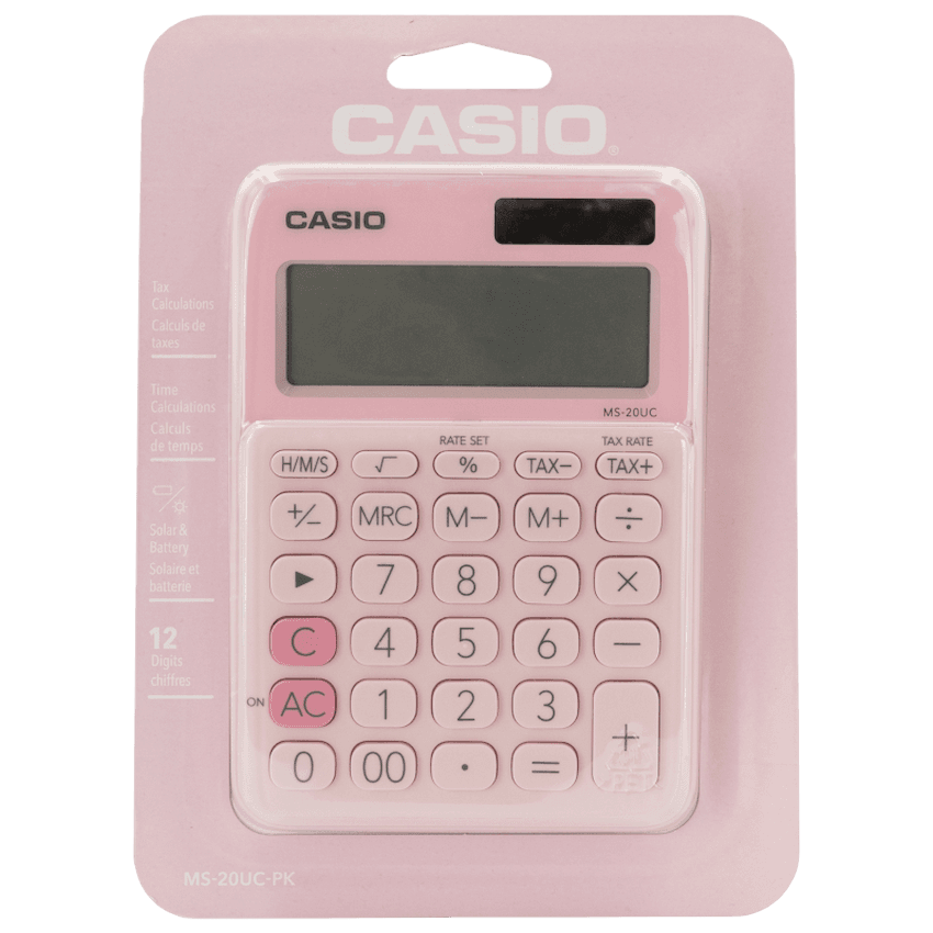 Casio MS-20UC - Desktop Calculator - 12-Digit - Pink 3