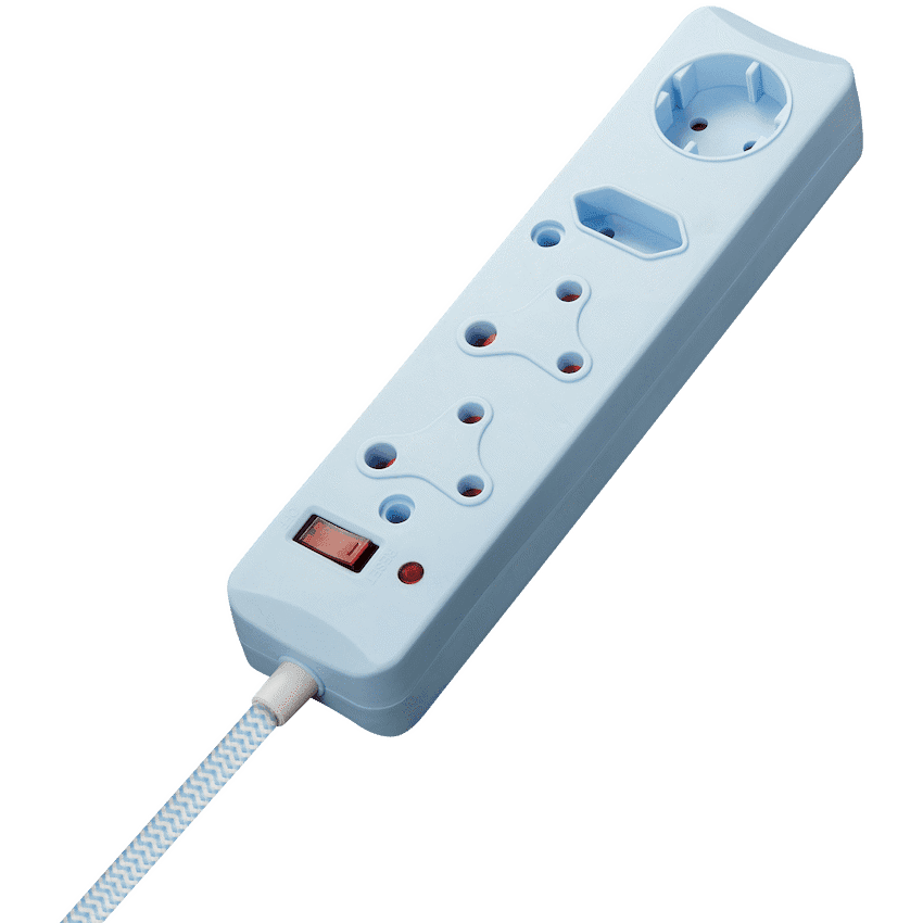 SWITCHED 4 Way Medium Surge Protected Multiplug 0.5M Braided Cord Blue 2