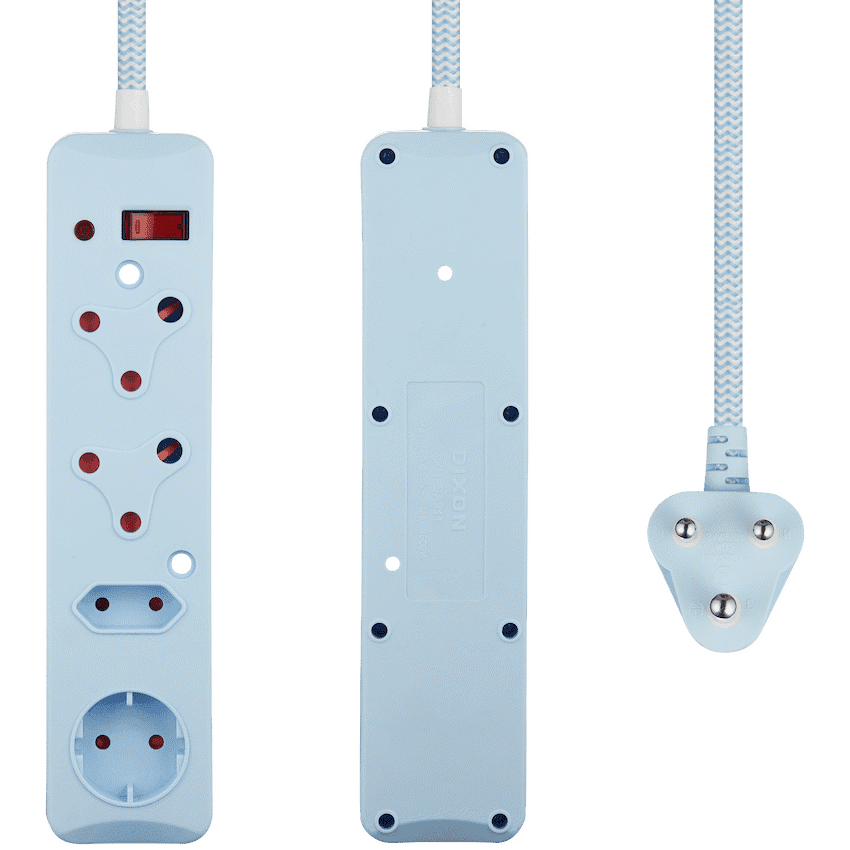 SWITCHED 4 Way Medium Surge Protected Multiplug 0.5M Braided Cord Blue 3