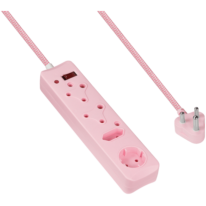 SWITCHED 4 Way Medium Surge Protected Multiplug 0.5M Braided Cord Blue 4