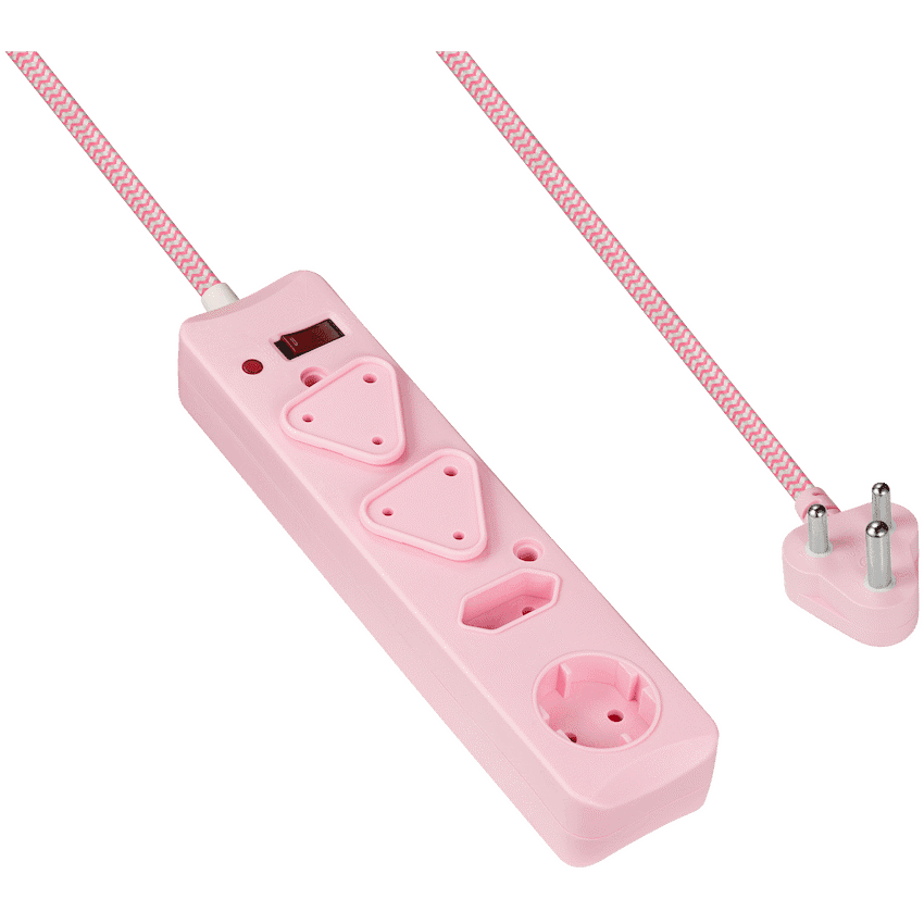 SWITCHED 4 Way Medium Surge Protected Multiplug 0.5M Braided Cord Blue 6