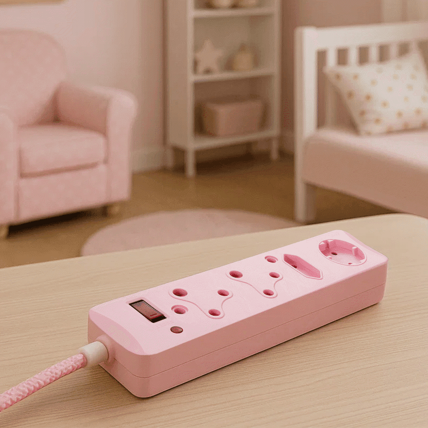 SWITCHED 4 Way Medium Surge Protected Multiplug 0.5M Braided Cord Blue 7