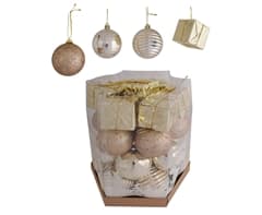 Gold Christmas Baubles & Gift Box Set 3