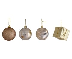 Gold Christmas Baubles & Gift Box Set 4