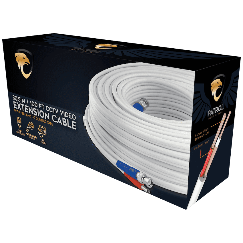 Patrol 30m Video and Power Extension Cable - White 2