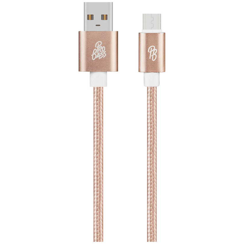 Pro Bass Braided Series Micro USB Cable - Pastel Pink 1.5m