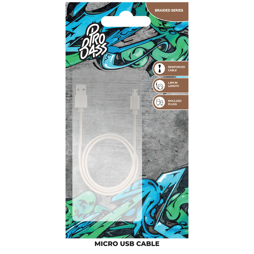 Pro Bass Braided Series Micro USB Cable 1.2m - Gold 2