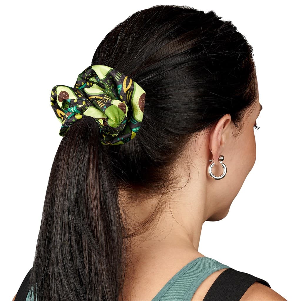 Pre-Printed Sample Hoppla Botanic Polyester Hair Scrunchie 2
