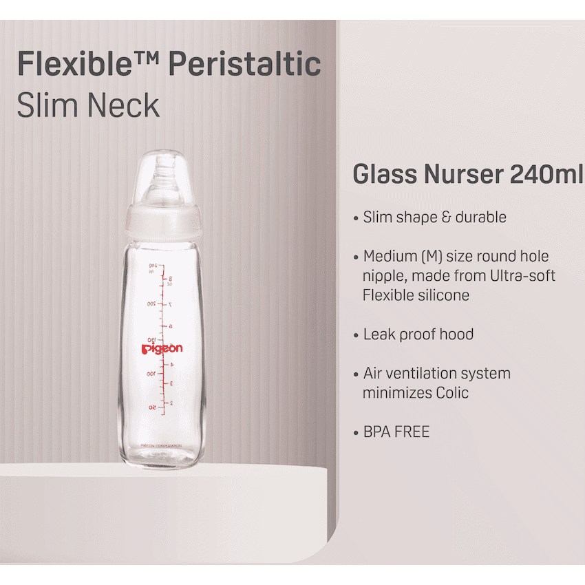 Pigeon Flexible Glass Bottle with Peristaltic Nipple 240ml 2