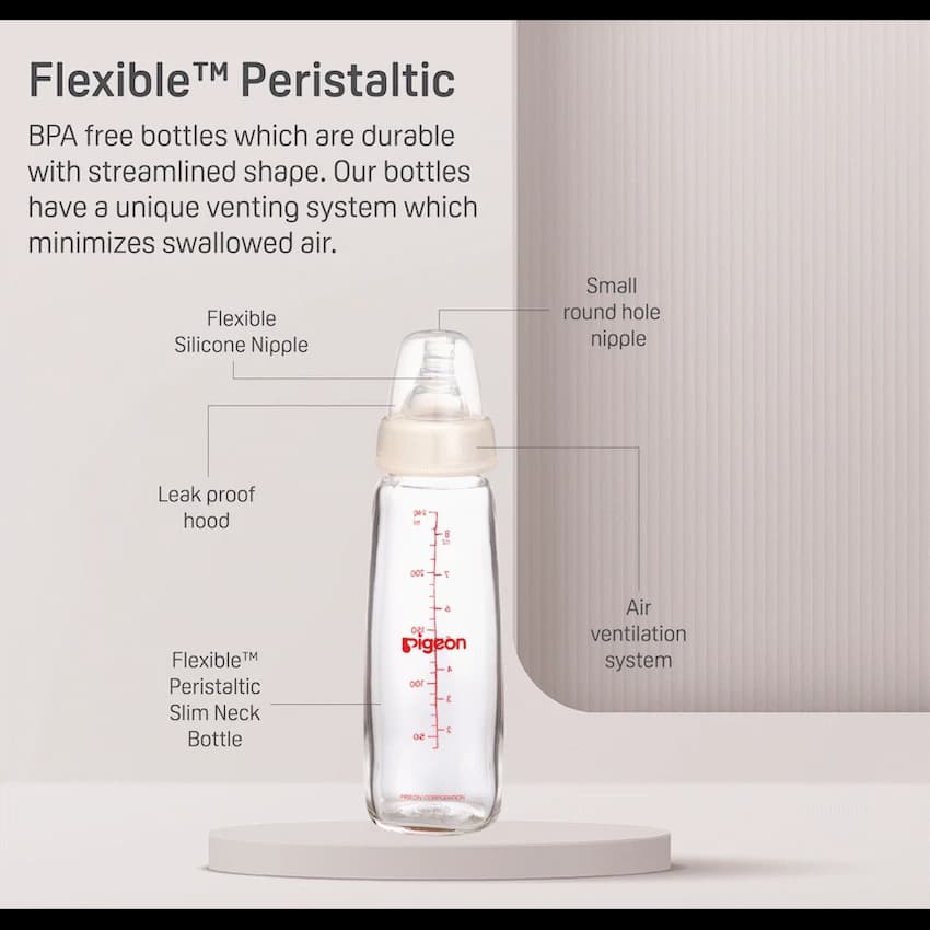 Pigeon Flexible Glass Bottle with Peristaltic Nipple 240ml 4