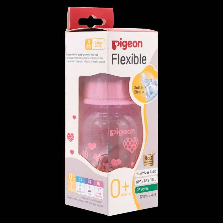 Pigeon Flexible Bottle STD Neck - Pink - 120ml 4