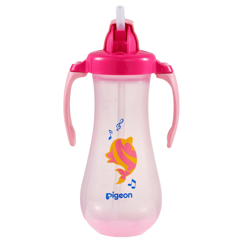 Pigeon Tall Straw Bottle - Pink