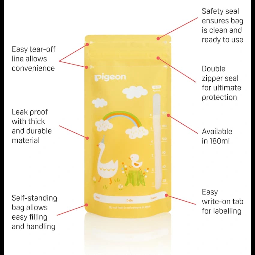 Pigeon - Breast Milk Storage Bag 180ml Animal Design 3