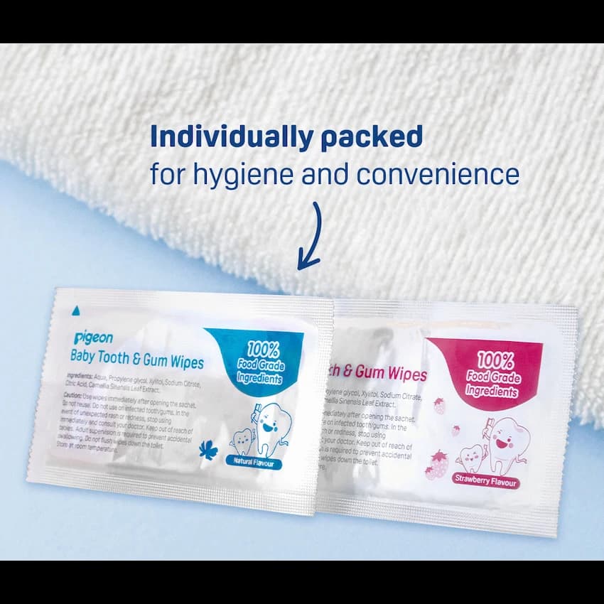 PIGEON BABY TOOTH & GUM WIPES STRAWBERRY 20S 5