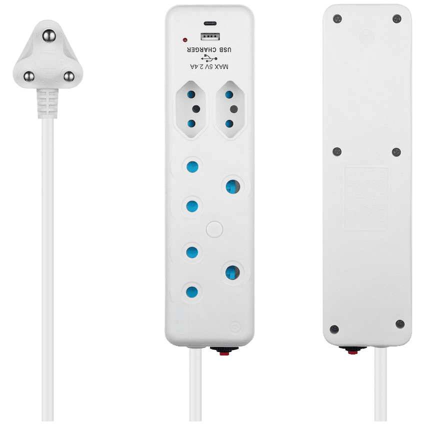 Switched 4-Way Extension Lead with 1x Type-C + 1x USB - 4m 3