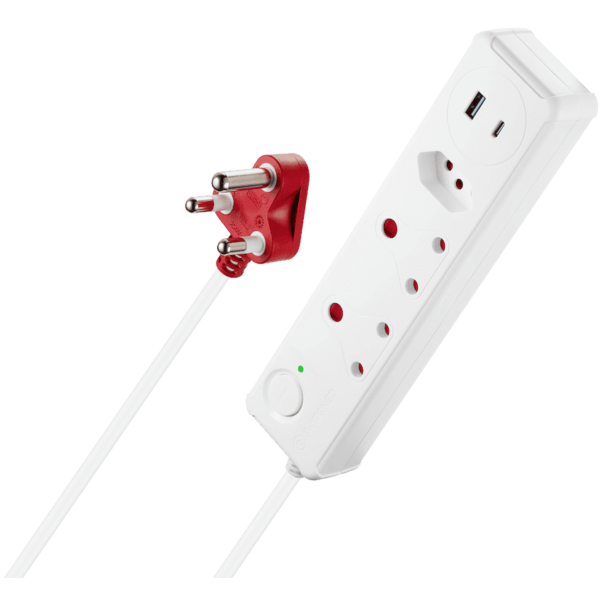 Switched 3-Way Medium Surge-Protected Multiplug with 1x Type-C + 3.4a USB Ports - 0.5m - White 2