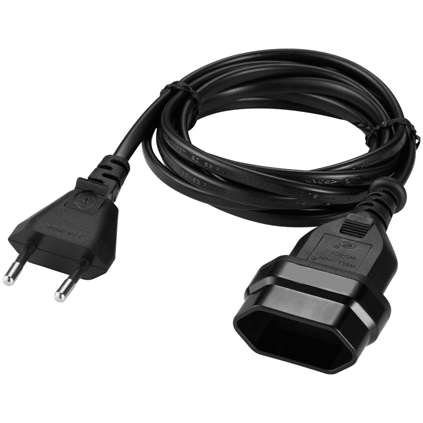 Switched Easy Cable Extender 2-Pin Euro to 2-Pin Euro Socket 2m 1