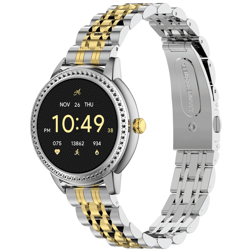 Volkano Ayla Collection Round Smartwatch With 2 Colour Metal link Strap 2