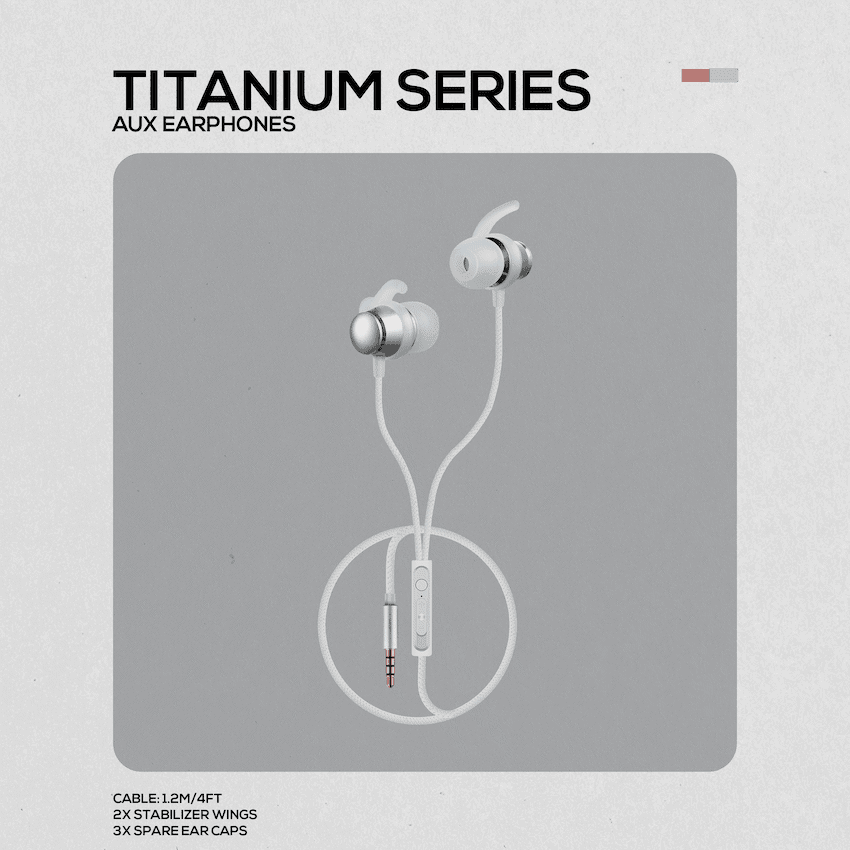 Volkano Titanium Series AUX Earphone - Silver 4