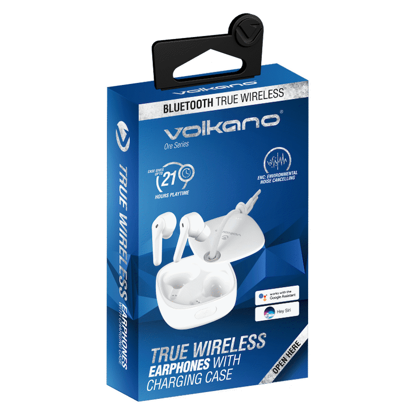 Volkano Ore Series True Wireless Earphones with Charging Case - White 5