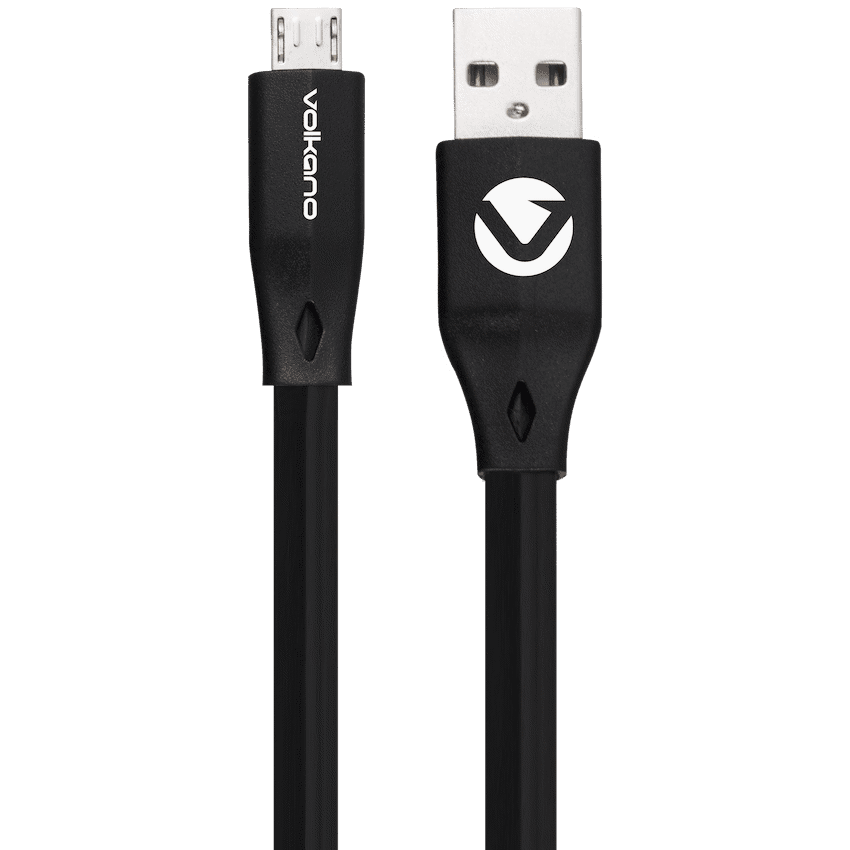 Volkano Slim Series Flat PVC Micro USB Cable 1.2m - Black