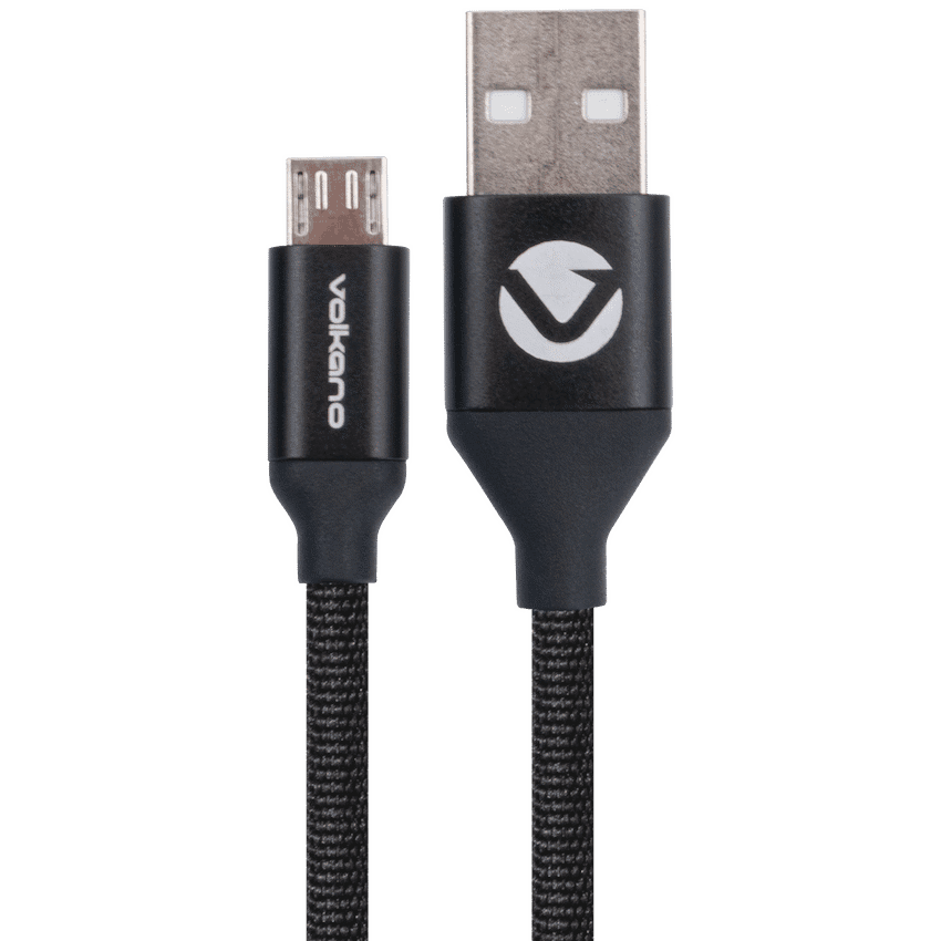 Volkano Weave Series Fabric Braided Micro USB Cable 1.2m - Black
