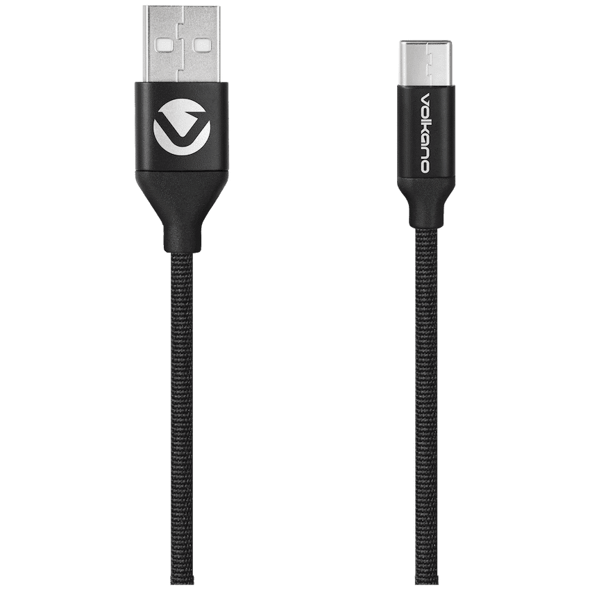 Volkano Weave Series Fabric Braided Micro USB Cable 1.2m - Black 2