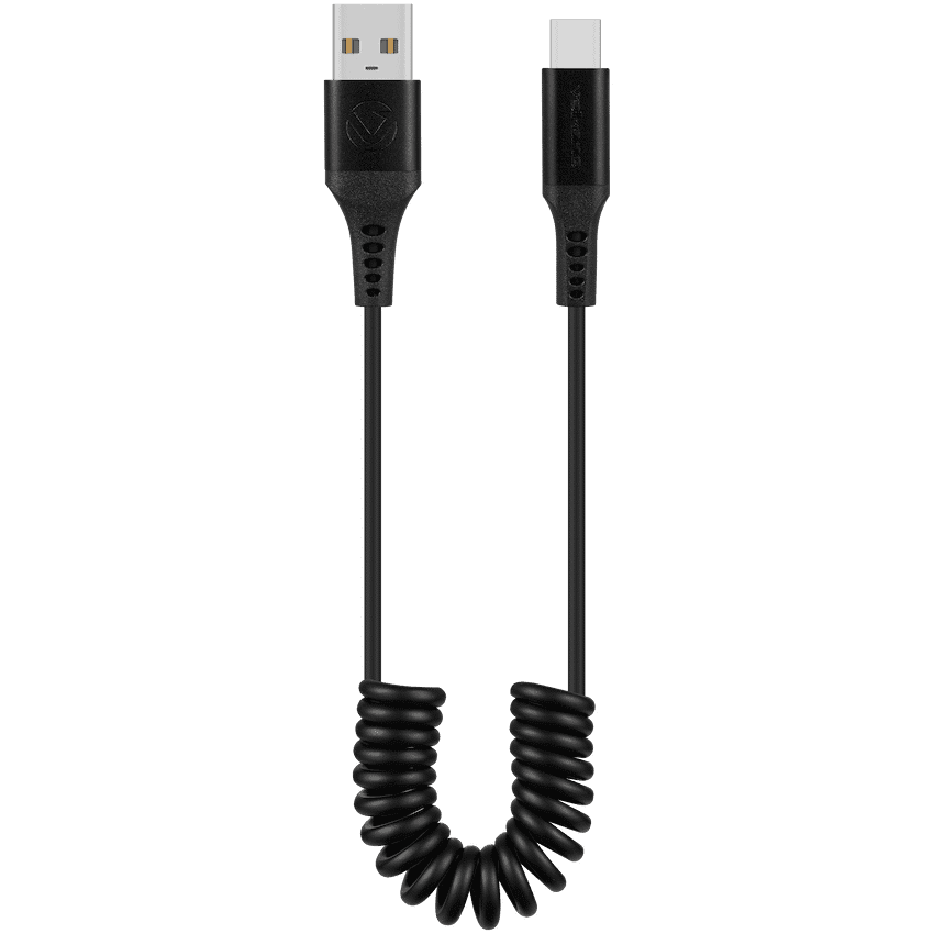 Volkano Helix Series Coiled 1m Charging Cable USB-A To USB-C 60W - Black 2