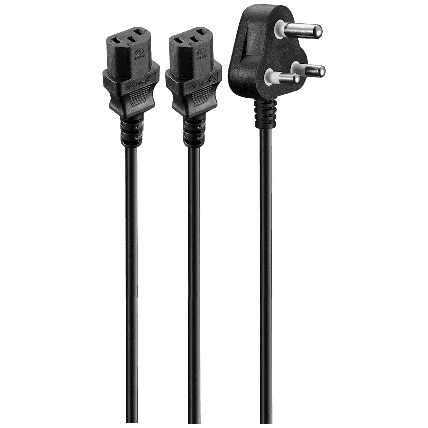 Volkano Presto Series Double 3 Pin IEC Power Cable 1.8m 10a - Black 2