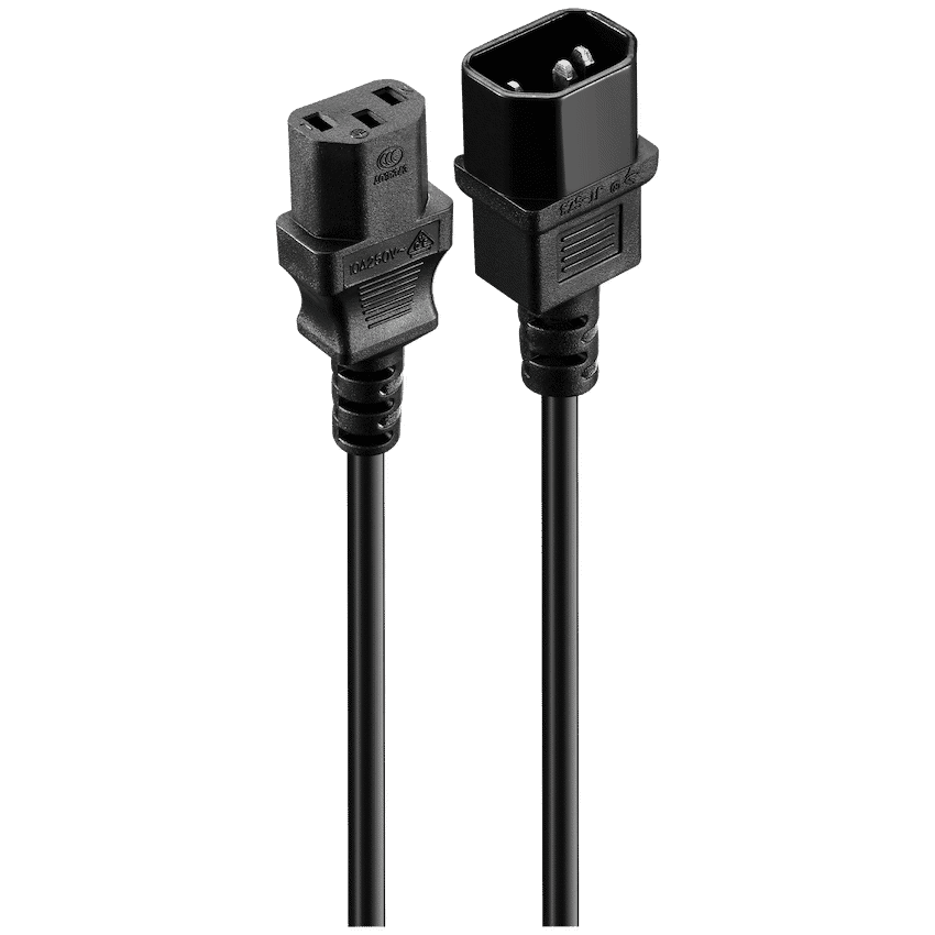 Volkano Presto Series Power Cable - 3 Pin IEC Extension 1.8m, 10a - Black 2