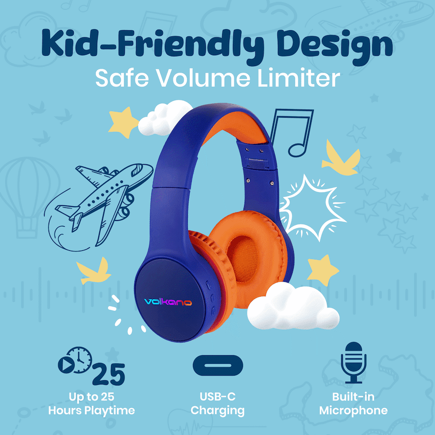 Volkano Atlas Bluetooth Padded Headphones with dB Switch Function 4