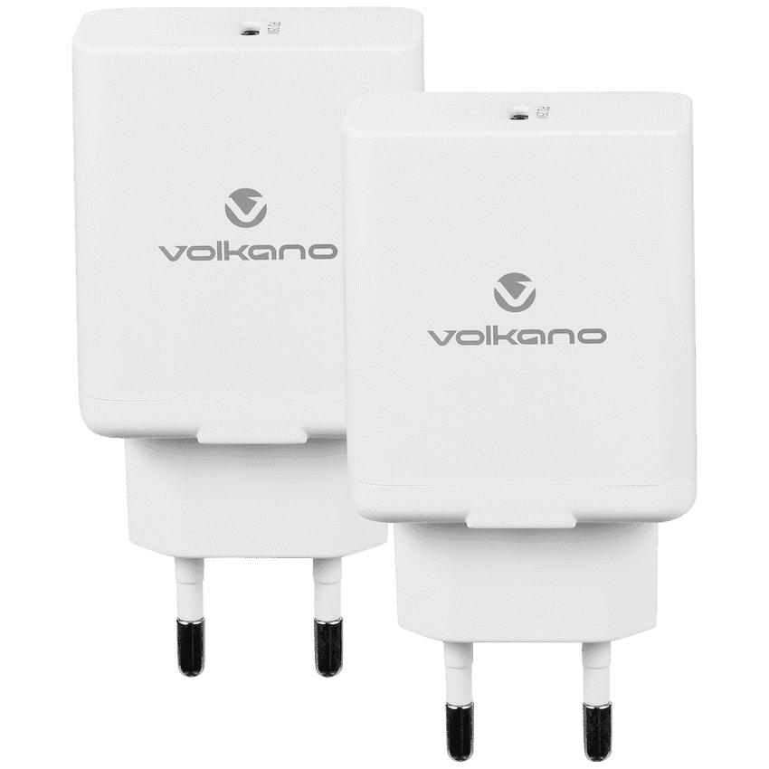 Volkano Potent Series 25w P.D. / PPS Wall Charger - Bundle of 2 - White