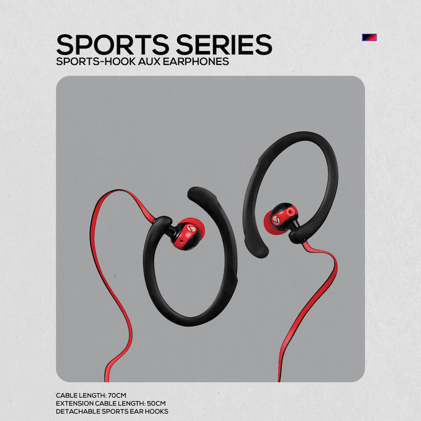 Volkano Sports Earphones Black/Red 2