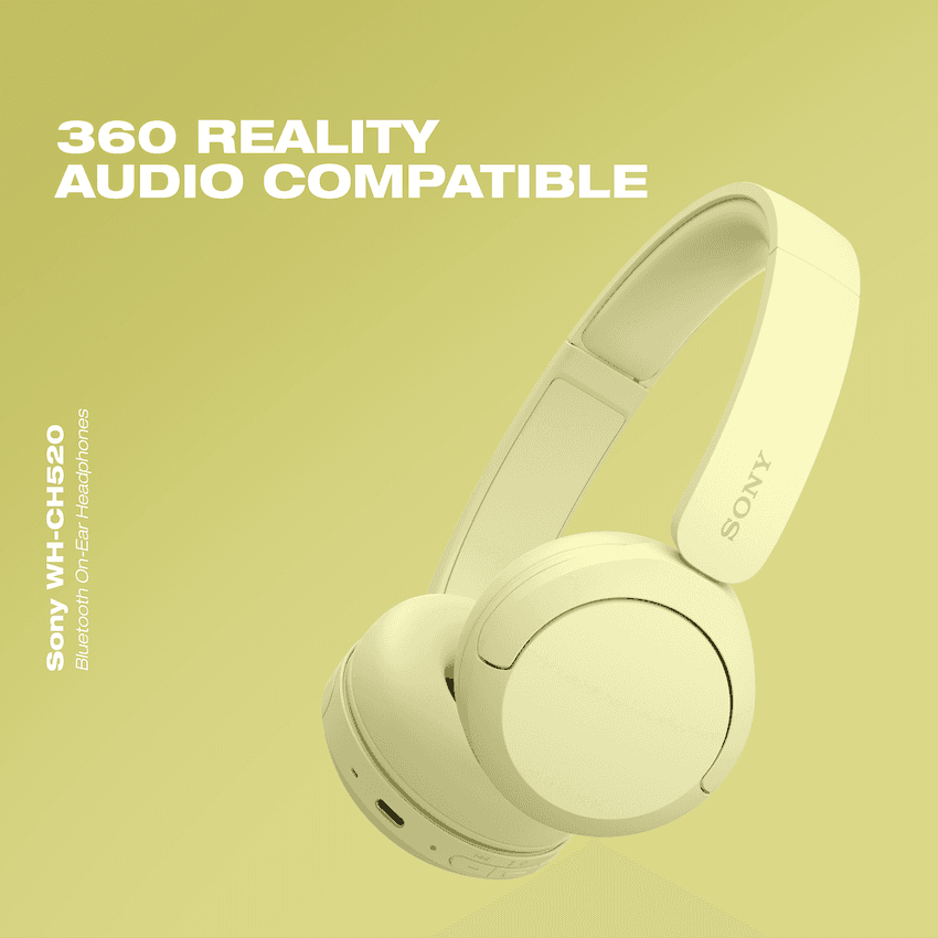 Sony WH-CH520 (Yellow) Bluetooth On-Ear Headphones 2
