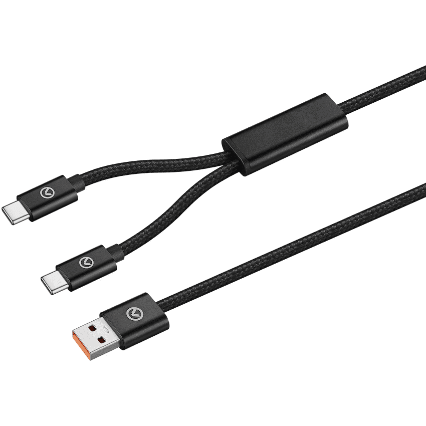Amplify Linked Series USB to 2 x USB-C Braided Cable 60W 1.2m - Black 2