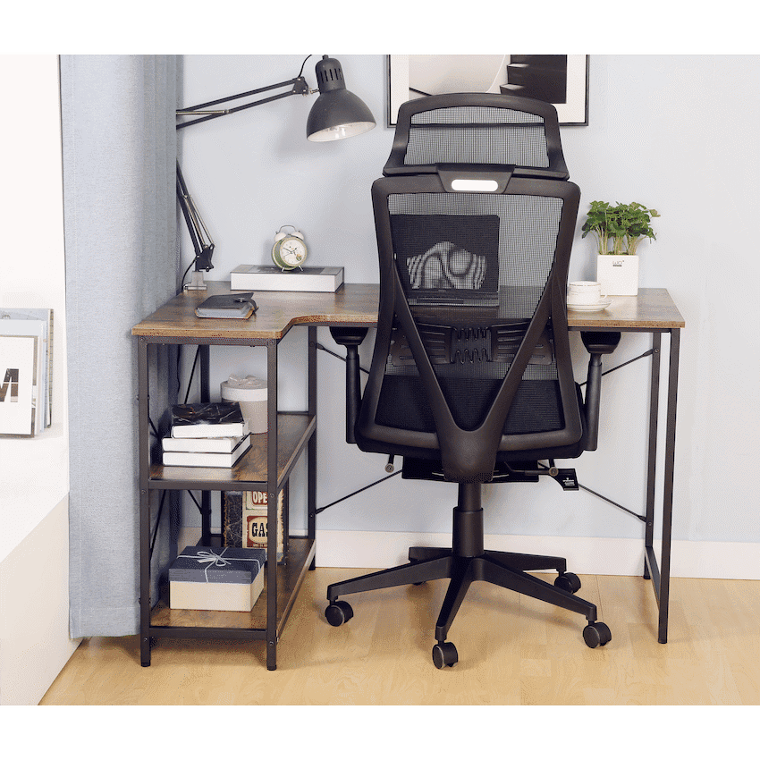 Everfurn Anthony L-Shaped Corner Work Desk - Steel Frame 3