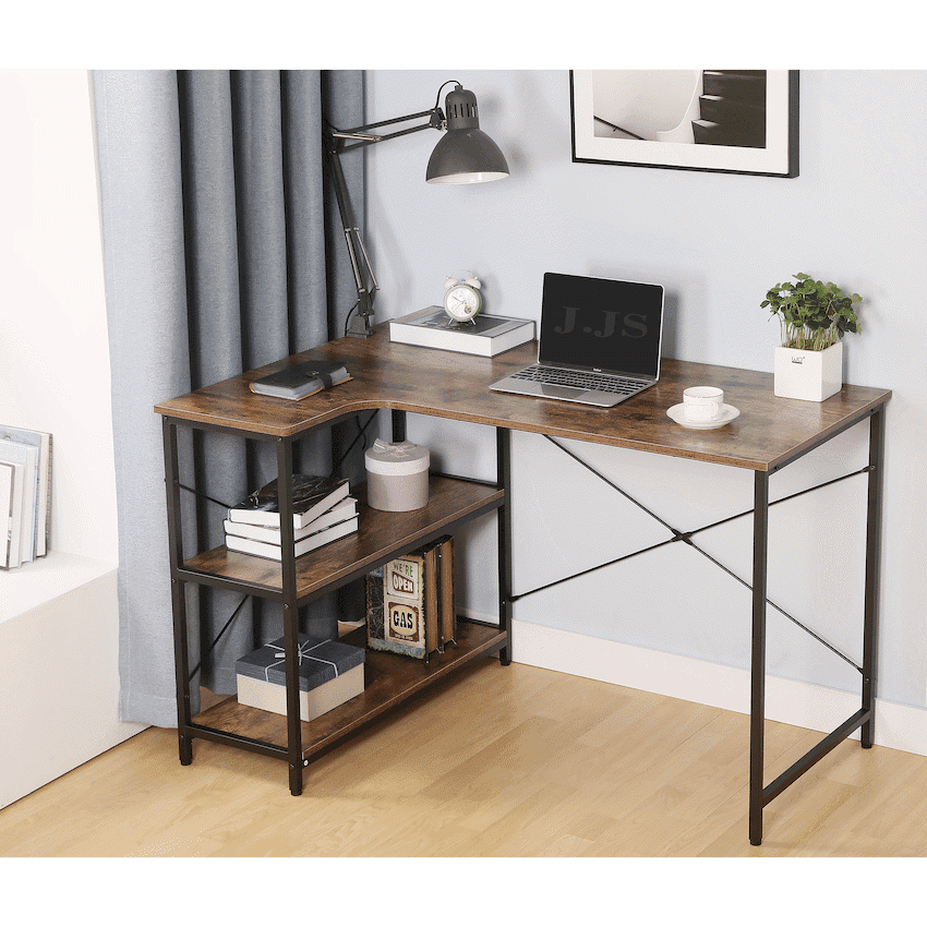 Everfurn Anthony L-Shaped Corner Work Desk - Steel Frame 4