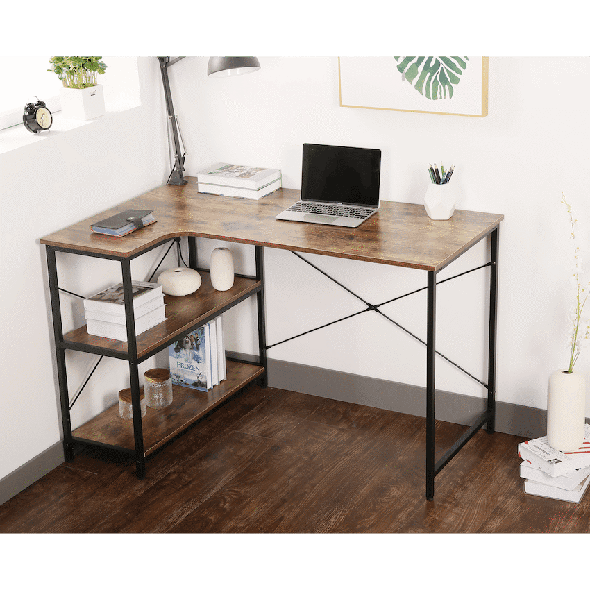 Everfurn Anthony L-Shaped Corner Work Desk - Steel Frame 5