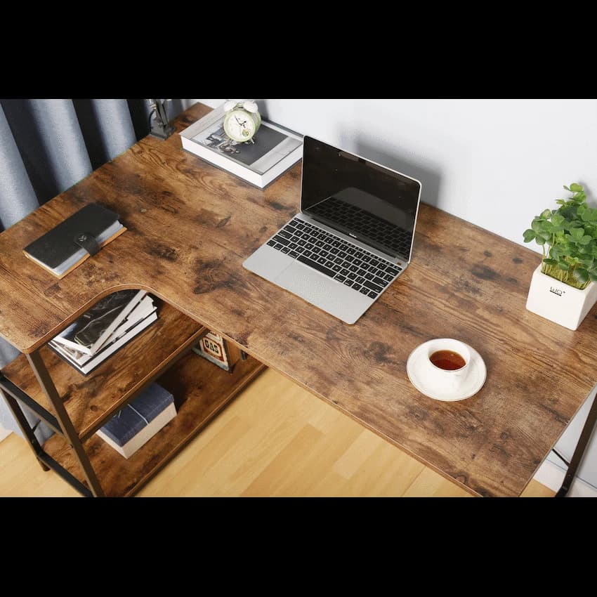 Everfurn Anthony L-Shaped Corner Work Desk - Steel Frame 6