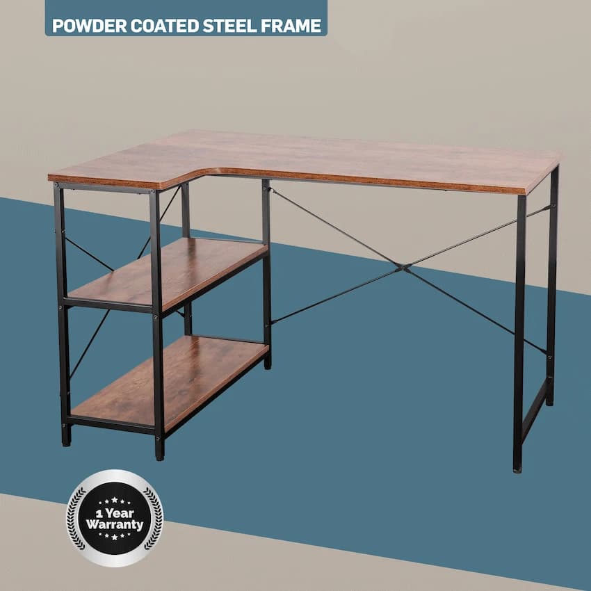 Everfurn Anthony L-Shaped Corner Work Desk - Steel Frame 10