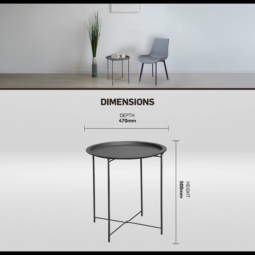 Everfurn Nala Side Table Black, Painted MDF, Steel Frame, 2 Pack 2