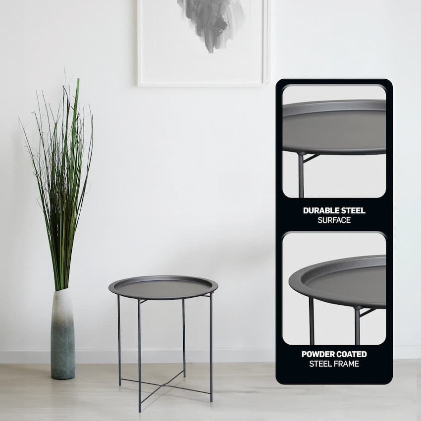 Everfurn Nala Side Table Black, Painted MDF, Steel Frame, 2 Pack 6