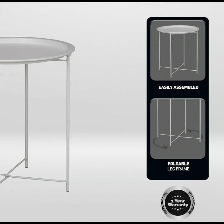 Everfurn Nala Side Table White, Painted MDF, Steel Frame, 2 Pack 3