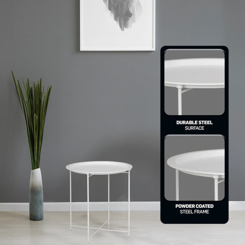 Everfurn Nala Side Table White, Painted MDF, Steel Frame, 2 Pack 5