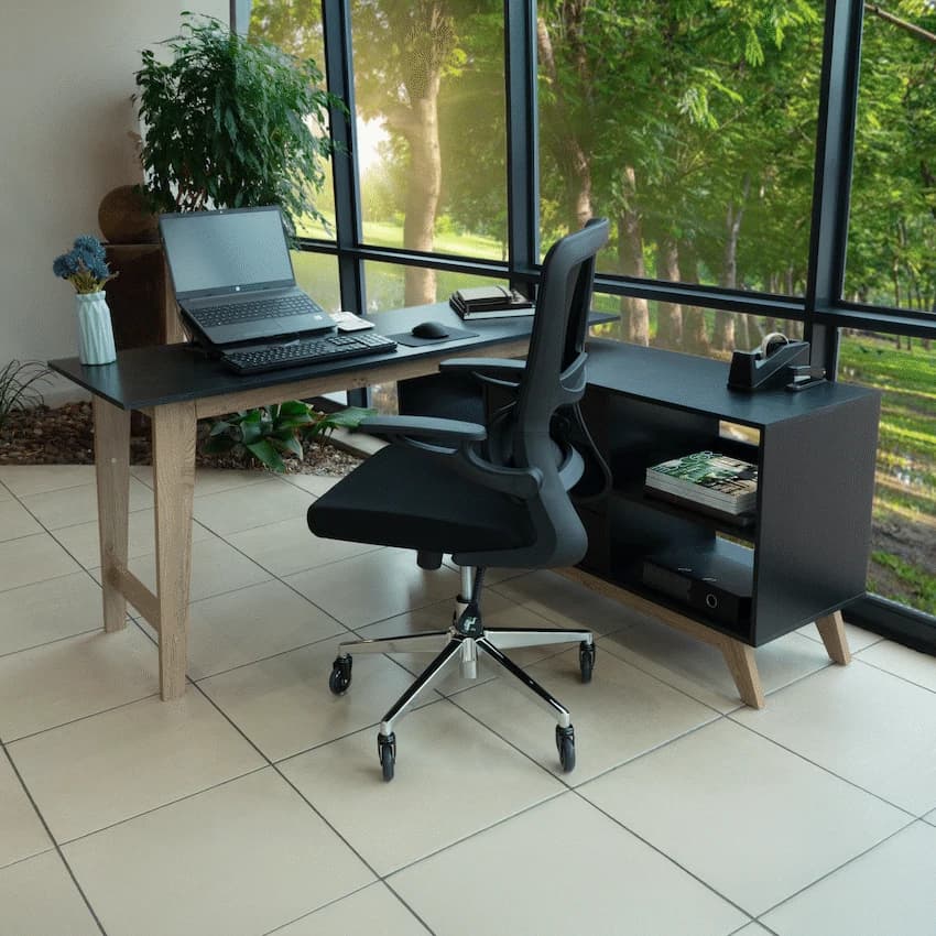 Everfurn Premium Lunar Office Desk - Black, L-Shaped Desk, With Storage 2