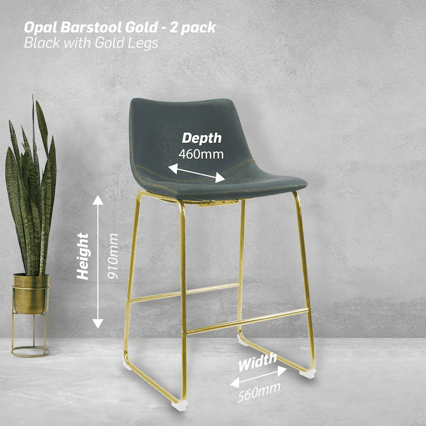 Everfurn Opal Large Barstool Gold - 2 Pack 2