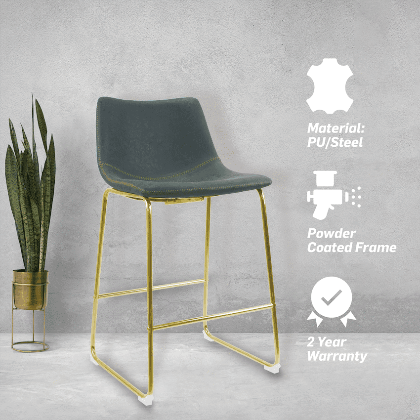 Everfurn Opal Large Barstool Gold - 2 Pack 3